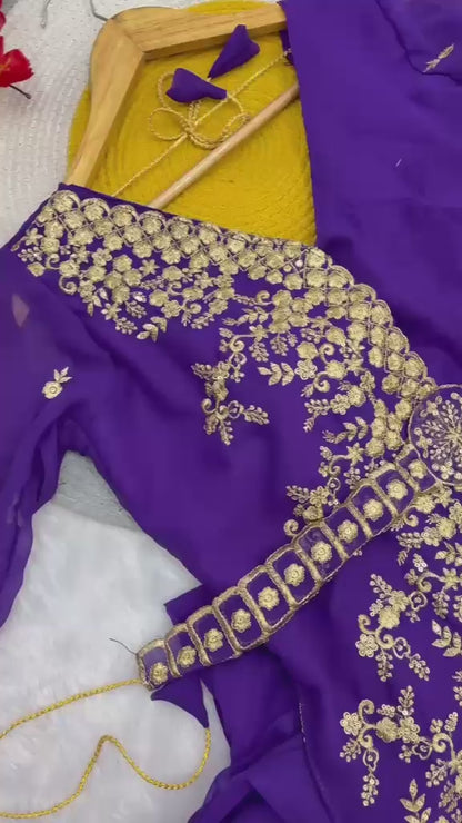 Stunning Designer Saree and Jacket-Style Blouse Combo