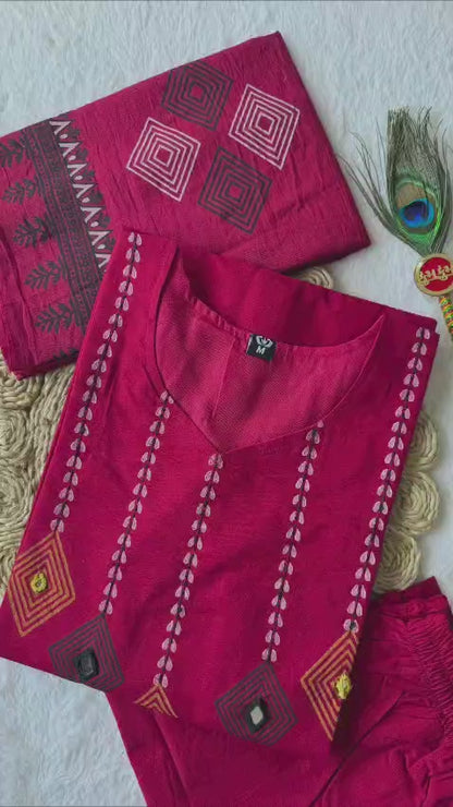 New Designer Cherry Mul Cotton Kurta Set